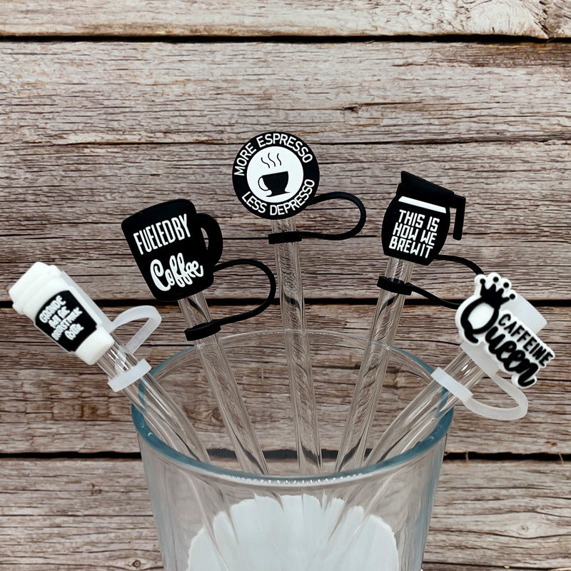 Wholesale 10PCS Coffee Silicone Straw Tube Cap Straw Decoration